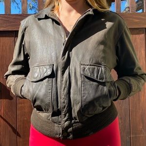 Vintage Phillipe Monet leather bomber jacket